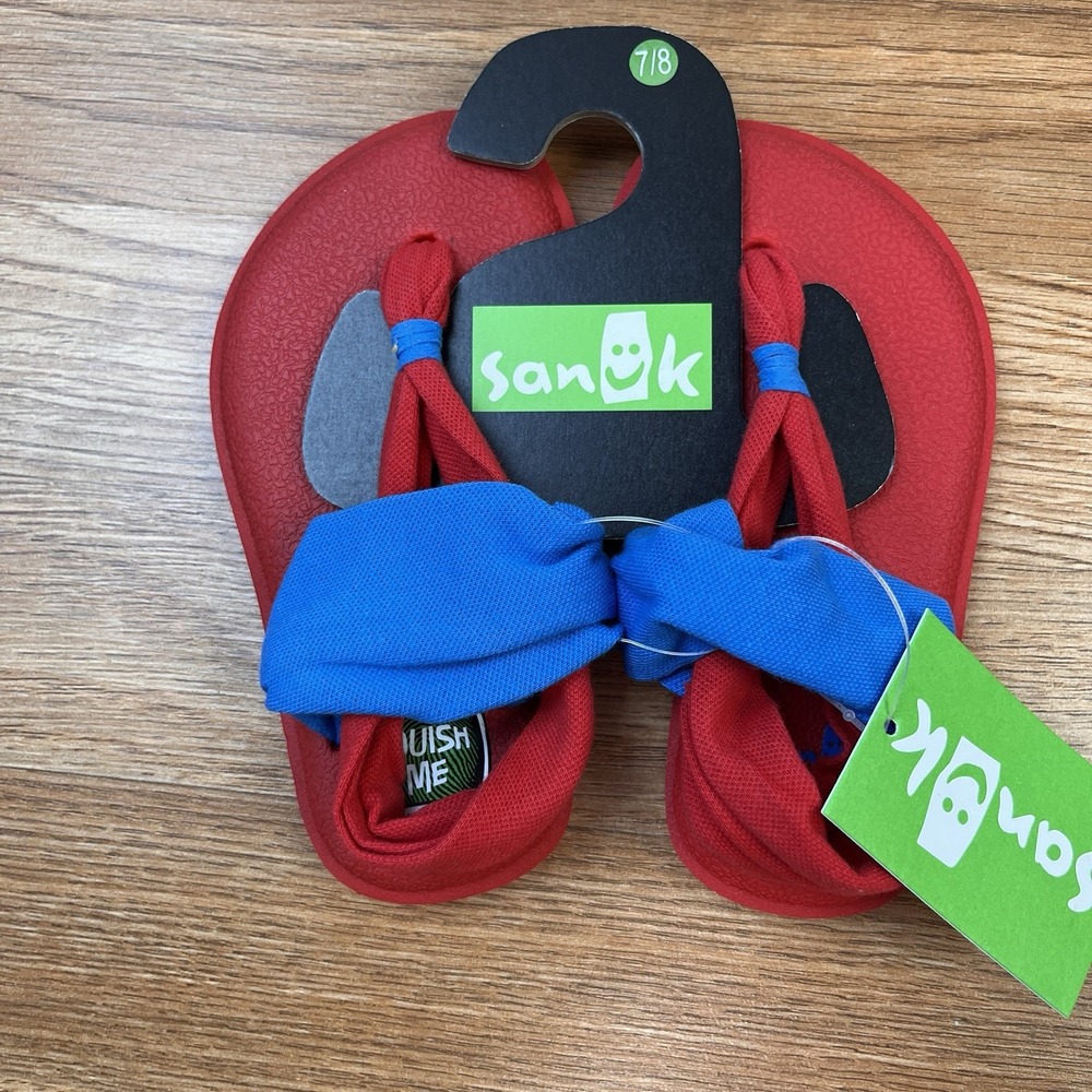 Sanuk Yoga Mat Sling Burst Duo Sandals LIttle Girls Toddler Size‎ 7/8 Red NEW